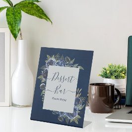Dusty Blue Navy Champagne Ivoor Wedding Reclamebord Met Voetstuk