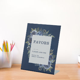 Dusty Blue Navy Champagne Ivoor Wedding Reclamebord Met Voetstuk