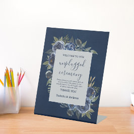 Dusty Blue Navy Champagne Ivoor Wedding Reclamebord Met Voetstuk
