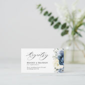 Dusty Blue Navy Champagne Ivoor Wedding Registry Informatiekaartje (Staand voorkant)