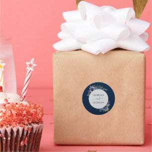 Dusty Blue Navy Champagne Ivoor Wedding Ronde Sticker