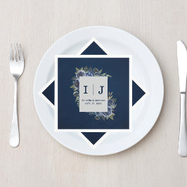 Dusty Blue Navy Champagne Ivoor Wedding Servet