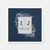 Dusty Blue Navy Champagne Ivoor Wedding Servet (Voorkant)