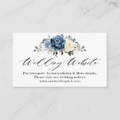Dusty Blue Navy Champagne Ivoor Wedding Website Informatiekaartje (Voorkant)