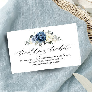 Dusty Blue Navy Champagne Ivoor Wedding Website Informatiekaartje