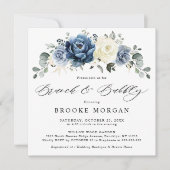 Dusty Blue Navy Champagne Ivory Brunch en Bubble Kaart (Voorkant)