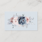 Dusty Blue Navy Champagne Ivory Floral Reception E Informatiekaartje (Achterkant)