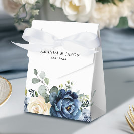 Dusty Blue Navy Champagne Ivory Floral Wedding Bedankdoosjes