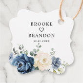 Dusty Blue Navy Champagne Ivory Floral Wedding Bedankjes Labels (Achterkant)