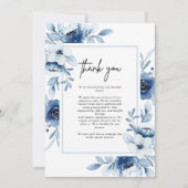 Dusty Blue Navy Champagne Ivory Floral Wedding Bedankkaart (Voorkant)