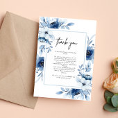 Dusty Blue Navy Champagne Ivory Floral Wedding Bedankkaart