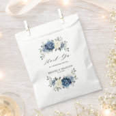 Dusty Blue Navy Champagne Ivory Floral Wedding Bedankzakje (Geknipt)