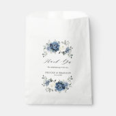 Dusty Blue Navy Champagne Ivory Floral Wedding Bedankzakje (Voorkant)