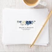 Dusty Blue Navy Champagne Ivory Floral Wedding Etiket (Insitu)