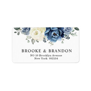Dusty Blue Navy Champagne Ivory Floral Wedding Etiket