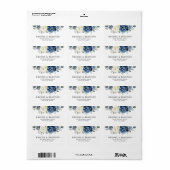 Dusty Blue Navy Champagne Ivory Floral Wedding Etiket (Full Sheet)
