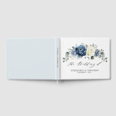 Dusty Blue Navy Champagne Ivory Floral Wedding Gastenboek (Volledig)