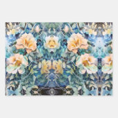 Dusty Blue Navy Champagne Ivory Floral Wedding Inpakpapier Vel (Voorkant)