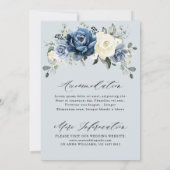 Dusty Blue Navy Champagne Ivory Floral Wedding Kaart (Achterkant)