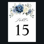 Dusty Blue Navy Champagne Ivory Floral Wedding Kaart<br><div class="desc">Stustblauw bloembrutaal brutaal tentabelnummer met elegante bouquet van blauw van de marine,  koninklijk blauw,  wit,  goud,  champagne-ivoor,  zwart roos,  ranunculus bloemknoppen en groene eucalyptusbladeren en elegante waterverf bouquet. Neem contact met mij op voor hulp bij aanpassingen of als u een ander product nodig hebt met dit ontwerp.</div>