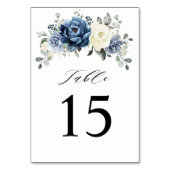 Dusty Blue Navy Champagne Ivory Floral Wedding Kaart (Voorkant)