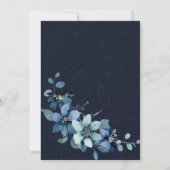 Dusty Blue Navy Champagne Ivory Floral Wedding Kaart (Achterkant)