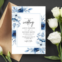 Dusty Blue Navy Champagne Ivory Floral Wedding