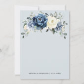 Dusty Blue Navy Champagne Ivory Floral Wedding Kaart (Achterkant)