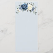 Dusty Blue Navy Champagne Ivory Floral Wedding Menu (Achterkant)