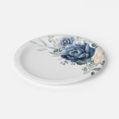 Dusty Blue Navy Champagne Ivory Floral Wedding Papieren Bordje (Gekanteld)