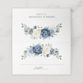 Dusty Blue Navy Champagne Ivory Floral Wedding Plaatskaartje (Buitenkant ongevouwen)