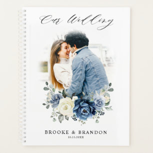 Dusty Blue Navy Champagne Ivory Floral Wedding Planner