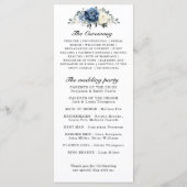 Dusty Blue Navy Champagne Ivory Floral Wedding Programmakaart (Achterkant)