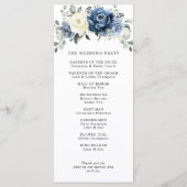 Dusty Blue Navy Champagne Ivory Floral Wedding Programmakaart (Achterkant)