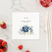 Dusty Blue Navy Champagne Ivory Floral Wedding Servet (Insitu)