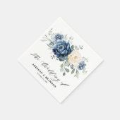 Dusty Blue Navy Champagne Ivory Floral Wedding Servet (Hoek)