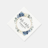 Dusty Blue Navy Champagne Ivory Floral Wedding Servet (Hoek)
