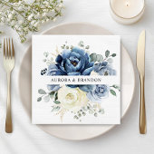 Dusty Blue Navy Champagne Ivory Floral Wedding Servet
