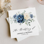 Dusty Blue Navy Champagne Ivory Floral Wedding Servet