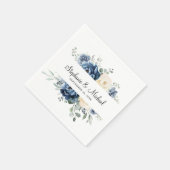 Dusty Blue Navy Champagne Ivory Floral Wedding Servet (Hoek)