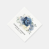 Dusty Blue Navy Champagne Ivory Floral Wedding Servet (Hoek)