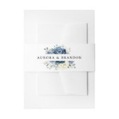 Dusty Blue Navy Champagne Ivory Floral Wedding Uitnodigingen Wikkel (Voorkant Voorbeeld)