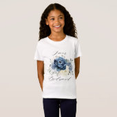 Dusty Blue Navy Champagne Ivory Junior Bridesmaid T-shirt (Voorkant volledig)