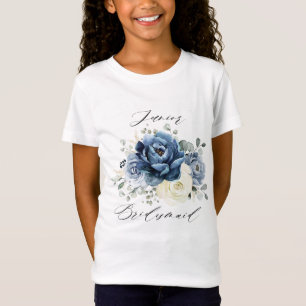 Dusty Blue Navy Champagne Ivory Junior Bridesmaid T-shirt