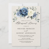 Dusty Blue Navy Champagne Ivory Rehearsal Dinner I Kaart (Voorkant)