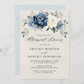 Dusty Blue Navy Champagne Ivory Rehearsal Dinner I Kaart (Voorkant / Achterkant)