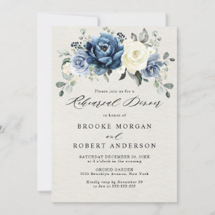 Dusty Blue Navy Champagne Ivory Rehearsal Dinner I Kaart