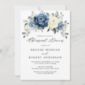 Dusty Blue Navy Champagne Ivory Rehearsal Dinner Kaart (Voorkant)