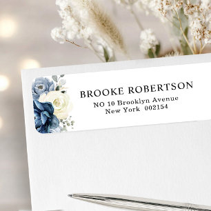 Dusty Blue Navy Champagne Ivory Return Address Etiket