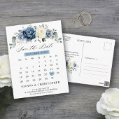 Dusty Blue Navy Champagne Ivory Save the Date Briefkaart